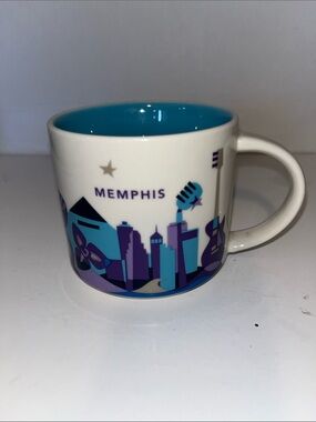 Starbucks Memphis Cityscape Ceramic Mug - Blue & Purple